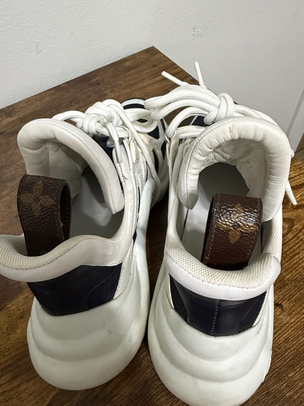 Louis Vuitton White and Navy Sneakers - Picture 6 of 7